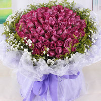 紫色玫瑰99枝哈尔滨同城鲜花速递节日祝福高档韩版温馨花束