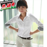 2015秋季新款韩版学院风修身气质长袖白衬衫职业正装女装格子衬衣