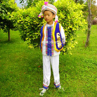 促销云南民族服装白族男童装 葫芦丝表演舞蹈演出服 四件套送头饰
