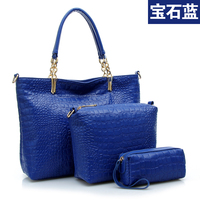2015新款 宝石蓝色女包 单肩女包 手提大包 子母包 潮欧美 正品包