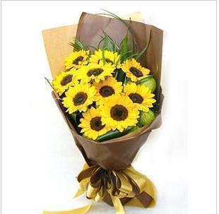 兰州同城鲜花速递 男生喜爱11朵向日葵 生日鲜花店订花配送花束