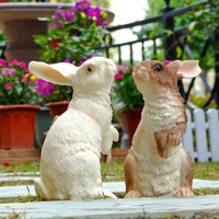 创意家居庭院欧式别墅阳台花园艺装饰品摆件仿真兔树脂工艺品摆设