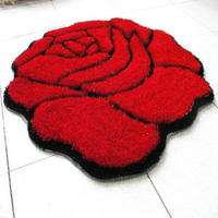玫瑰花地毯时尚床边地毯婚房玄关地垫大门口垫茶几垫免洗地毯