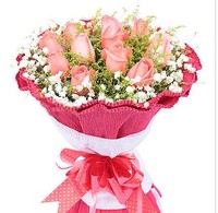 11枝粉玫瑰花束 上海鲜花速递同城鲜花送女友生日送老师爱人鲜花