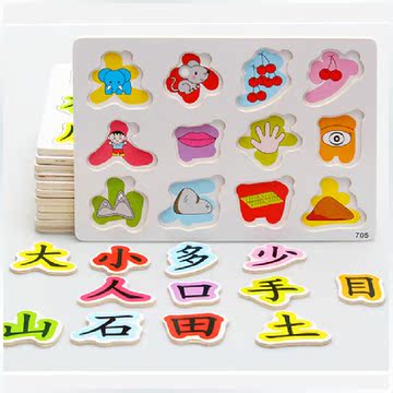 儿童汉字归位认字识字学习木制拼图/拼板 百变拼字王益智玩具