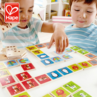 德国hape 儿童木制积木可组合拼接认知识字玩具多米诺骨牌