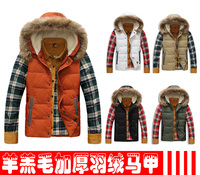 2013冬季新款羊羔毛加厚羽绒马甲男士外套 时尚休闲短款羽绒马甲