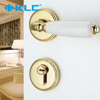 德国KLC欧式金色机械房间门锁室内仿古分体锁 陶瓷把手纯铜锁芯