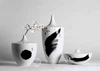 『禅意轩』现代中式中国水墨会所酒店样板间别墅陶瓷花瓶花器摆件