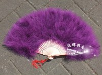 全绒加厚 深紫色羽毛扇 标准扇子 舞蹈扇 工艺扇 舞台道具50*30cm