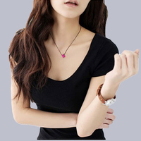 2015新款短袖韩版T恤女式上衣夏季双U领修身黑色莫代尔大码女装