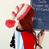 韩版冬天可爱大球球圣诞毛线帽女生可爱针织帽子保暖绒线帽子