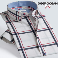 DeepOcean夏季男士短袖衬衫格子商务休闲男装衬衣免烫韩版修身型