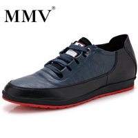 MMV 新款韩版男士真皮鞋商务休闲鞋增高头层皮鞋系带男鞋潮鞋低