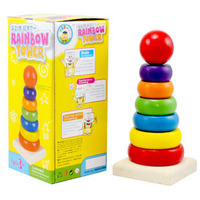 【天天特价】木制彩虹塔套塔套柱 0-1-2岁婴儿童宝宝玩具益智积木