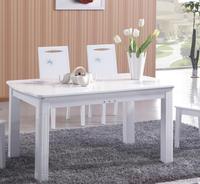 饭厅长方形实木餐桌印花亮光白色大理石餐桌椅组合一桌六椅313