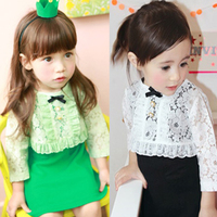 2014夏装秋装韩版女童连衣裙两件套蕾丝披肩小外套纯棉背心套装裙