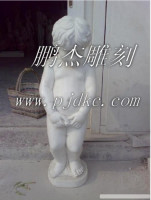 尿尿雕塑 石雕 曲阳石雕 汉白玉石雕 小孩雕塑 天使雕塑