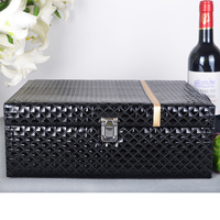 新款红酒盒 钻石纹双支包装皮制盒 葡萄酒礼箱 红酒礼品盒 含酒具