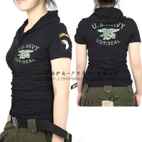 春秋新款2012军版新款女装圆领短袖户外旅行短袖T恤 空降师标志