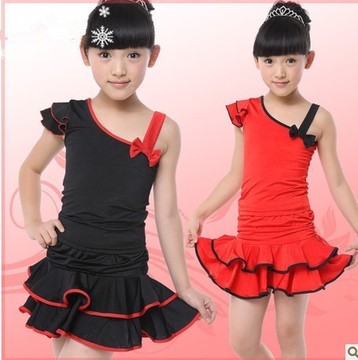 新款儿童舞蹈裙女童夏短袖练功服套装幼儿拉丁舞表演服考级舞特价