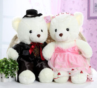 包邮毛绒玩具 情侣唐装泰迪熊结婚礼物对偶婚庆压床娃娃一对大号