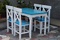 直销 地中海风格 实木餐馆桌椅 咖啡桌椅 餐桌椅 长方桌 家用桌椅