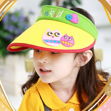 超赞！韩版男童女童卡通猫头鹰空顶帽宝宝春夏天大沿遮阳太阳帽子