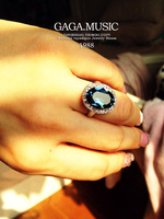 韩国货精致18K镀金瑞士锆石 水晶 戒指 椭圆形 宝石 戒指