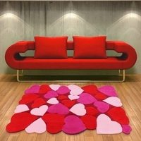 特价促销 纯手工腈纶心形图案地毯客厅卧室茶几红色地毯 时尚可爱
