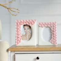 特价粉色玫瑰花浪漫陶瓷创意花瓣5寸相框 婚庆摆件礼物 时尚相架