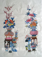 潍坊杨家埠木版年画 博古四条屏 清末老版纯手工印制 收藏佳品