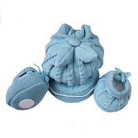 韩国婴儿用品 婴儿保暖帽子鞋套装 宝宝套装 冷天必备