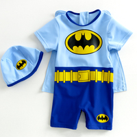 蝙蝠侠儿童泳衣 连体防晒游泳衣 男童婴幼儿小宝宝卡通造型泳衣