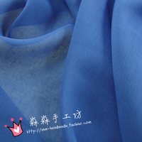 服装布料 湖蓝色120D纯色透乔其纱雪纺 里子长袖衫布料4205629787