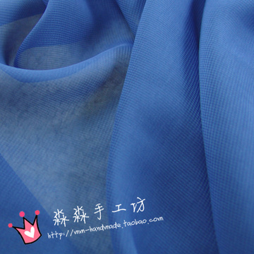 服装布料 湖蓝色120D纯色透乔其纱雪纺 里子长袖衫布料4205629787