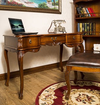 美式家具欧式 实木书桌 电脑桌 办公桌 现代简约田园 特价包邮