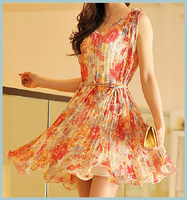 伊姿卡曼在线订做 夏季新款 时尚韩版 来料加工 碎花连衣裙
