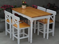 地中海实木餐桌椅套件咖啡甜品店奶茶店家用尺寸颜色定做特价直销