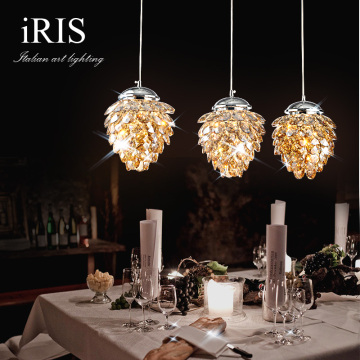 IRIS欧式创意走廊楼梯吧台吊灯松果客厅餐厅水晶灯餐厅吊灯三头