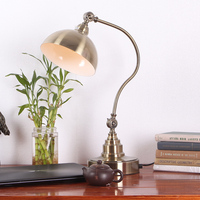 美式古典复古青古铜台灯 办公桌书桌卧室个性创意装饰台灯可调节