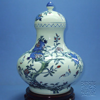 青花釉里红葫芦盖罐 多子多福 仿古瓷 青花瓷 陶瓷花瓶 博古装饰
