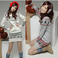 2015新款韩版宽松毛衣女式针织衫修身套头显瘦中长款毛衣外套秋冬