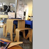 原创弯曲木家具 水曲柳面咖啡厅小咖啡桌 凳 边几套Q18