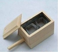 松源艾盒纯实木艾灸盒随身灸/木双格孔艾灸器温灸盒艾绒盒