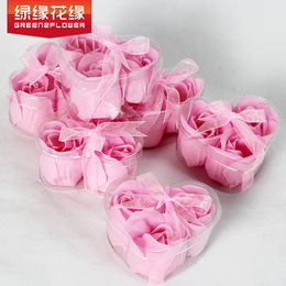 3朵玫瑰香皂花 创意浪漫小礼物 厚花瓣 节日爱情生日结婚回礼物