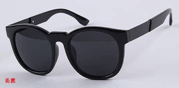 A黑色开车太阳镜反光墨镜金属合金镜腿墨镜圆形眼镜中性金属镜腿