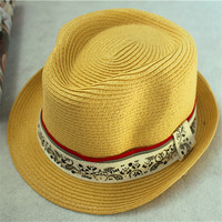 草编礼帽 夏季爵士礼帽沙滩帽太阳帽子 时尚款 男女夏天遮阳帽
