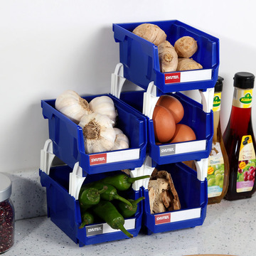 欧润哲小号可叠加厨房整理收纳果蔬塑料储物筐工具收纳箱5只套装