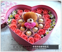 爱@新疆乌鲁木齐鲜花速递同城网上订购生日圣诞节玫瑰巧克力花盒